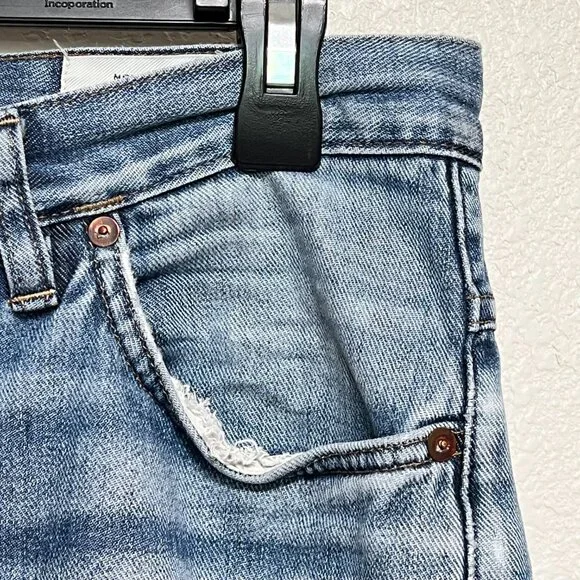 Billy Reid Distressed Button Fly Denim Blue Jeans Slim Mens Size 30